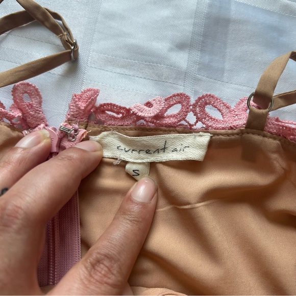 Current Air (Anthropologie) Pink Lace Overlay Midi Dress - Picture 12 of 16